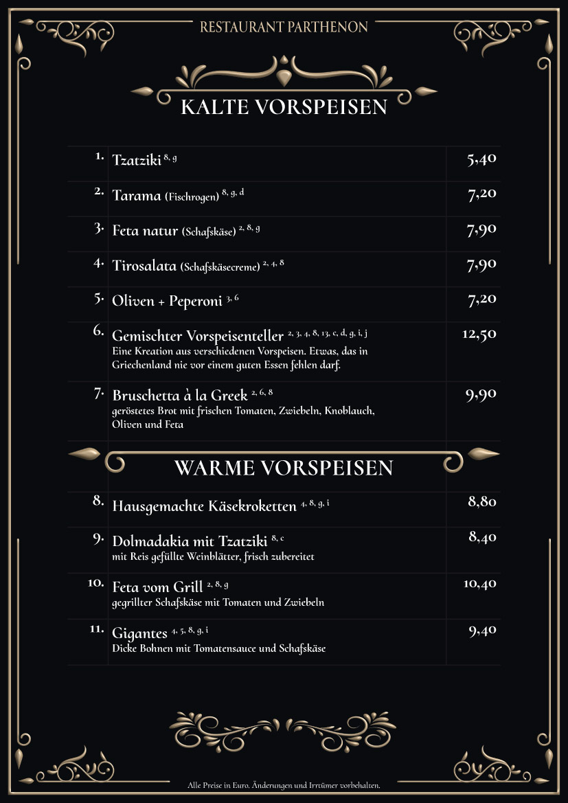 Speisenkarte Seite 2